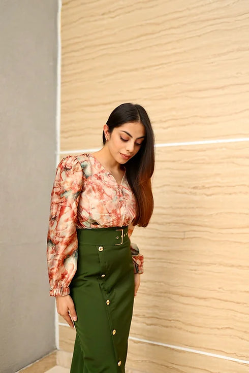 Kate Classy Contrast Skirt Set